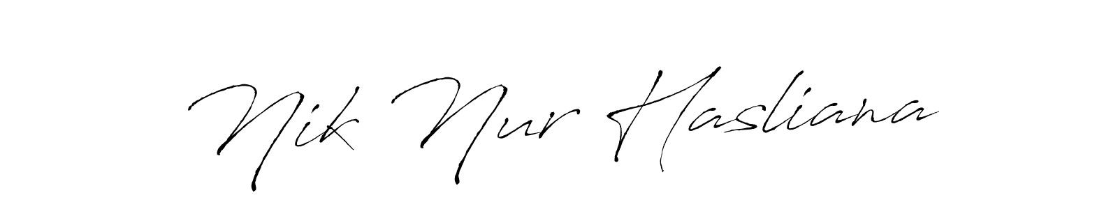Nik Nur Hasliana stylish signature style. Best Handwritten Sign (Antro_Vectra) for my name. Handwritten Signature Collection Ideas for my name Nik Nur Hasliana. Nik Nur Hasliana signature style 6 images and pictures png