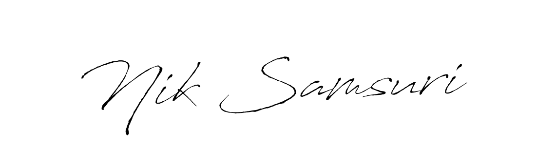 Antro_Vectra is a professional signature style that is perfect for those who want to add a touch of class to their signature. It is also a great choice for those who want to make their signature more unique. Get Nik Samsuri name to fancy signature for free. Nik Samsuri signature style 6 images and pictures png