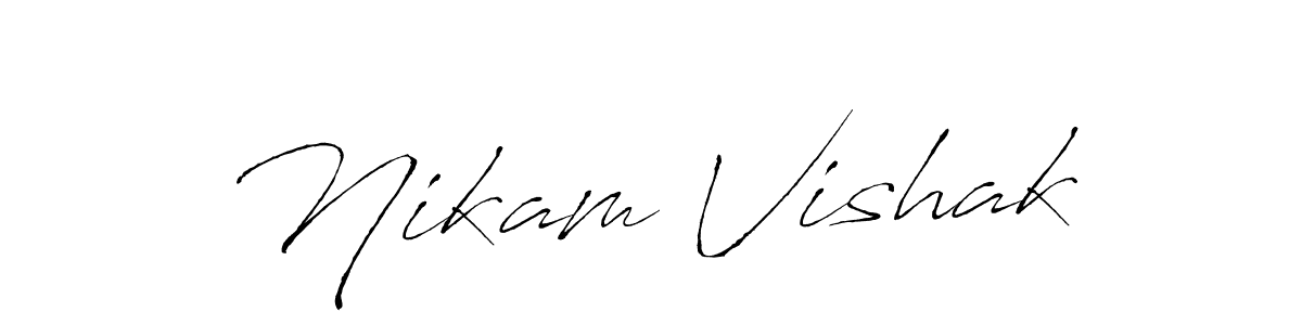if you are searching for the best signature style for your name Nikam Vishak. so please give up your signature search. here we have designed multiple signature styles  using Antro_Vectra. Nikam Vishak signature style 6 images and pictures png
