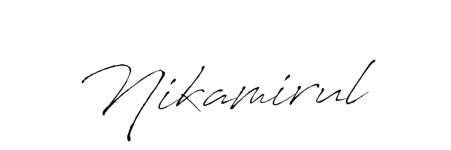 Make a beautiful signature design for name Nikamirul. With this signature (Antro_Vectra) style, you can create a handwritten signature for free. Nikamirul signature style 6 images and pictures png