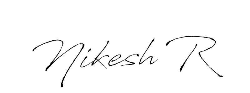 How to make Nikesh R name signature. Use Antro_Vectra style for creating short signs online. This is the latest handwritten sign. Nikesh R signature style 6 images and pictures png