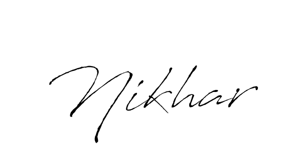 Use a signature maker to create a handwritten signature online. With this signature software, you can design (Antro_Vectra) your own signature for name Nikhar. Nikhar signature style 6 images and pictures png