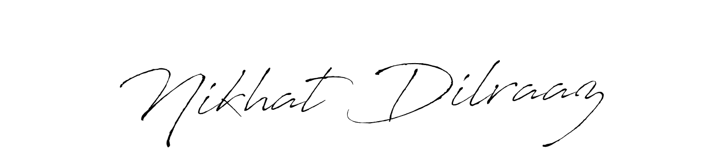 How to make Nikhat Dilraaz name signature. Use Antro_Vectra style for creating short signs online. This is the latest handwritten sign. Nikhat Dilraaz signature style 6 images and pictures png