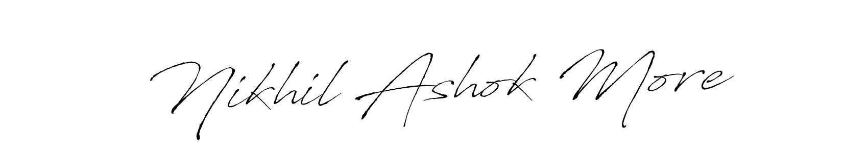 The best way (Antro_Vectra) to make a short signature is to pick only two or three words in your name. The name Nikhil Ashok More include a total of six letters. For converting this name. Nikhil Ashok More signature style 6 images and pictures png