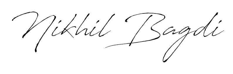 A stylish, flowing autograph style designed for name Nikhil Bagdi using Antro_Vectra typography. Perfect for digital creative projects. Nikhil Bagdi signature style 6 images and pictures png