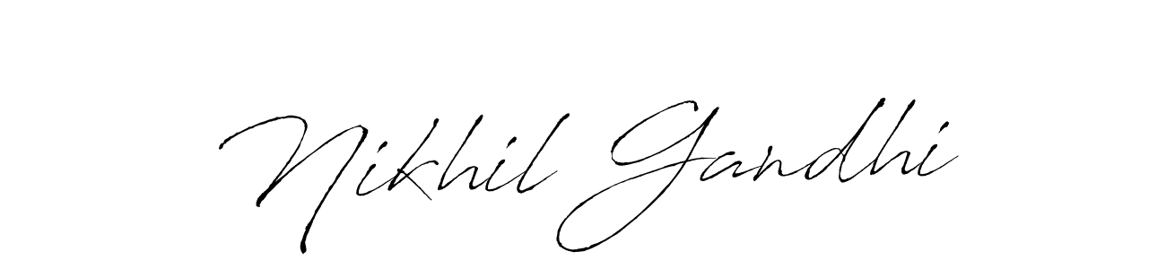 How to make Nikhil Gandhi name signature. Use Antro_Vectra style for creating short signs online. This is the latest handwritten sign. Nikhil Gandhi signature style 6 images and pictures png