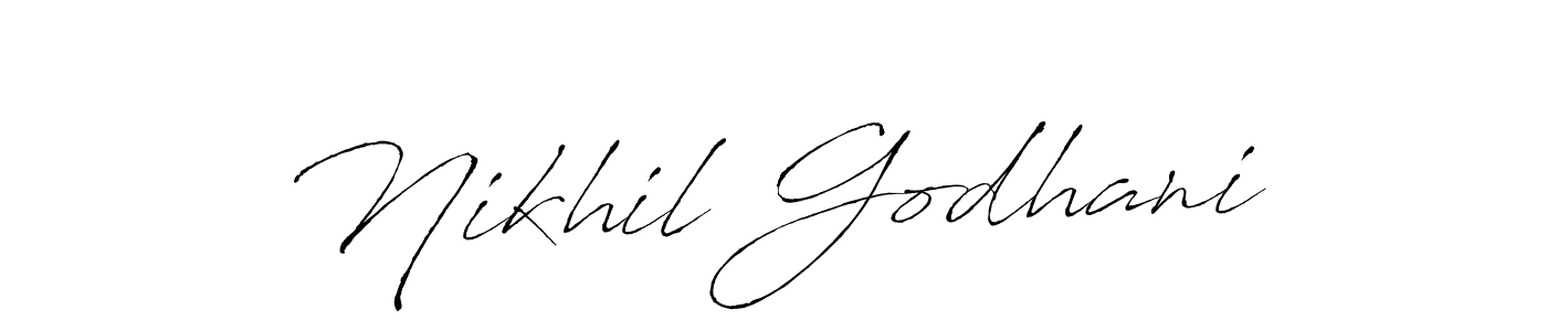 How to make Nikhil Godhani name signature. Use Antro_Vectra style for creating short signs online. This is the latest handwritten sign. Nikhil Godhani signature style 6 images and pictures png