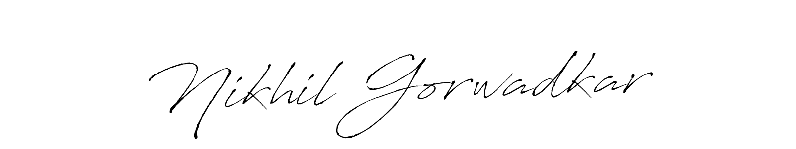 Make a beautiful signature design for name Nikhil Gorwadkar. With this signature (Antro_Vectra) style, you can create a handwritten signature for free. Nikhil Gorwadkar signature style 6 images and pictures png