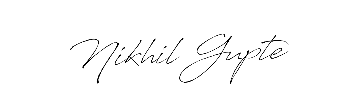 Make a beautiful signature design for name Nikhil Gupte. With this signature (Antro_Vectra) style, you can create a handwritten signature for free. Nikhil Gupte signature style 6 images and pictures png