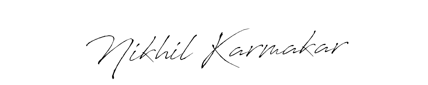 if you are searching for the best signature style for your name Nikhil Karmakar. so please give up your signature search. here we have designed multiple signature styles  using Antro_Vectra. Nikhil Karmakar signature style 6 images and pictures png