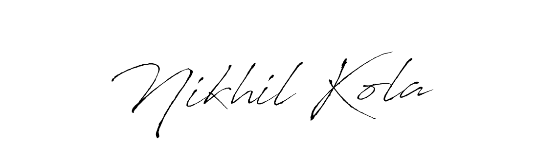 The best way (Antro_Vectra) to make a short signature is to pick only two or three words in your name. The name Nikhil Kola include a total of six letters. For converting this name. Nikhil Kola signature style 6 images and pictures png