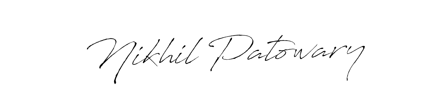 How to make Nikhil Patowary name signature. Use Antro_Vectra style for creating short signs online. This is the latest handwritten sign. Nikhil Patowary signature style 6 images and pictures png