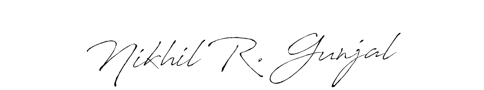 How to make Nikhil R. Gunjal name signature. Use Antro_Vectra style for creating short signs online. This is the latest handwritten sign. Nikhil R. Gunjal signature style 6 images and pictures png