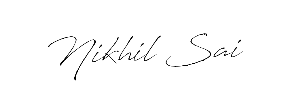 The best way (Antro_Vectra) to make a short signature is to pick only two or three words in your name. The name Nikhil Sai include a total of six letters. For converting this name. Nikhil Sai signature style 6 images and pictures png