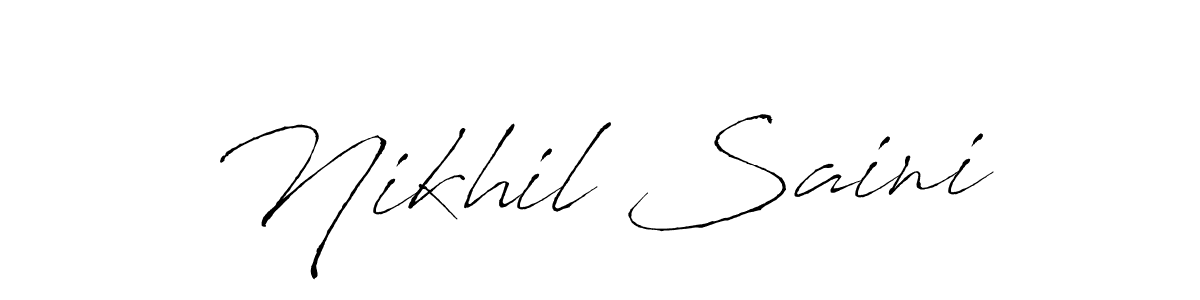 The best way (Antro_Vectra) to make a short signature is to pick only two or three words in your name. The name Nikhil Saini include a total of six letters. For converting this name. Nikhil Saini signature style 6 images and pictures png