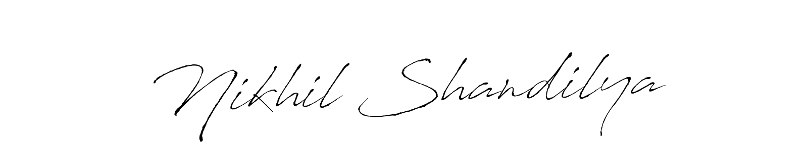 How to make Nikhil Shandilya name signature. Use Antro_Vectra style for creating short signs online. This is the latest handwritten sign. Nikhil Shandilya signature style 6 images and pictures png