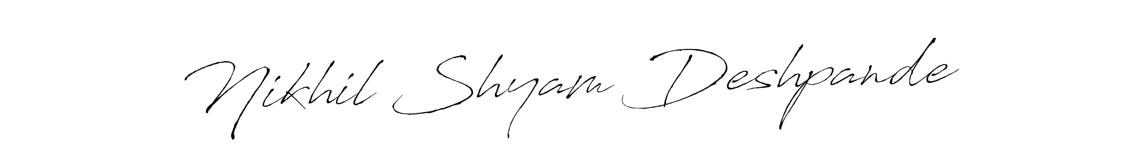 This is the best signature style for the Nikhil Shyam Deshpande name. Also you like these signature font (Antro_Vectra). Mix name signature. Nikhil Shyam Deshpande signature style 6 images and pictures png