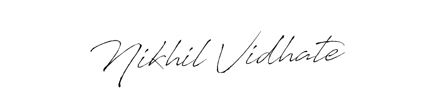 How to make Nikhil Vidhate name signature. Use Antro_Vectra style for creating short signs online. This is the latest handwritten sign. Nikhil Vidhate signature style 6 images and pictures png