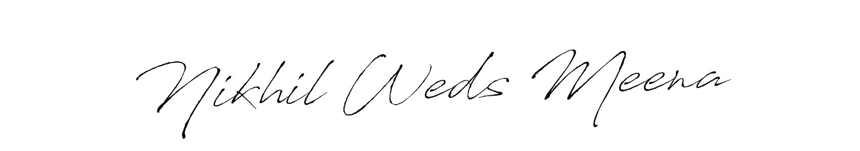 How to make Nikhil Weds Meena name signature. Use Antro_Vectra style for creating short signs online. This is the latest handwritten sign. Nikhil Weds Meena signature style 6 images and pictures png