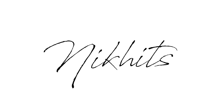 Use a signature maker to create a handwritten signature online. With this signature software, you can design (Antro_Vectra) your own signature for name Nikhits. Nikhits signature style 6 images and pictures png