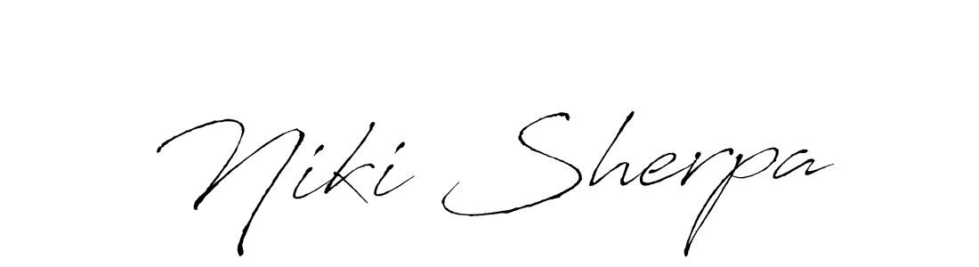 Make a beautiful signature design for name Niki Sherpa. With this signature (Antro_Vectra) style, you can create a handwritten signature for free. Niki Sherpa signature style 6 images and pictures png