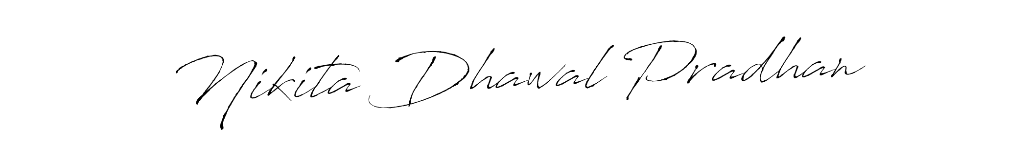 How to make Nikita Dhawal Pradhan name signature. Use Antro_Vectra style for creating short signs online. This is the latest handwritten sign. Nikita Dhawal Pradhan signature style 6 images and pictures png