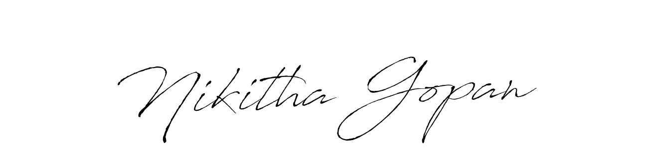 How to make Nikitha Gopan signature? Antro_Vectra is a professional autograph style. Create handwritten signature for Nikitha Gopan name. Nikitha Gopan signature style 6 images and pictures png