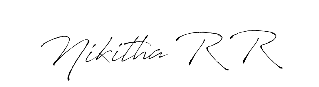 Similarly Antro_Vectra is the best handwritten signature design. Signature creator online .You can use it as an online autograph creator for name Nikitha R R. Nikitha R R signature style 6 images and pictures png