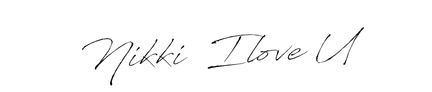 How to make Nikki  Ilove U name signature. Use Antro_Vectra style for creating short signs online. This is the latest handwritten sign. Nikki  Ilove U signature style 6 images and pictures png