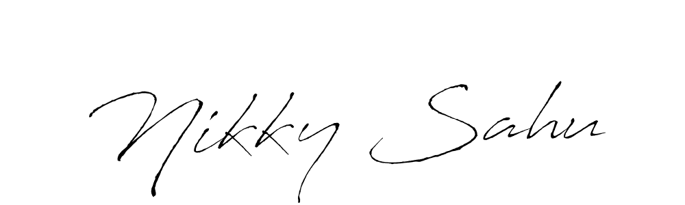 The best way (Antro_Vectra) to make a short signature is to pick only two or three words in your name. The name Nikky Sahu include a total of six letters. For converting this name. Nikky Sahu signature style 6 images and pictures png