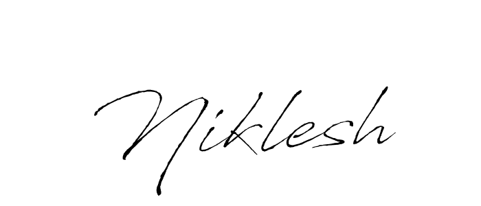 The best way (Antro_Vectra) to make a short signature is to pick only two or three words in your name. The name Niklesh include a total of six letters. For converting this name. Niklesh signature style 6 images and pictures png