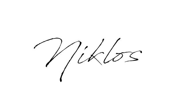 Use a signature maker to create a handwritten signature online. With this signature software, you can design (Antro_Vectra) your own signature for name Niklos. Niklos signature style 6 images and pictures png