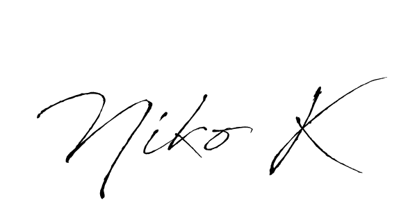 How to make Niko K name signature. Use Antro_Vectra style for creating short signs online. This is the latest handwritten sign. Niko K signature style 6 images and pictures png