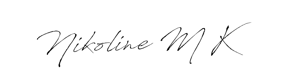 How to make Nikoline M K name signature. Use Antro_Vectra style for creating short signs online. This is the latest handwritten sign. Nikoline M K signature style 6 images and pictures png