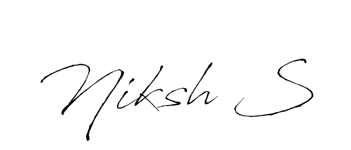 Create a beautiful signature design for name Niksh S. With this signature (Antro_Vectra) fonts, you can make a handwritten signature for free. Niksh S signature style 6 images and pictures png