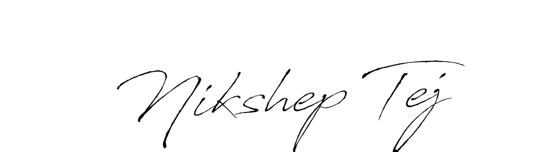 This is the best signature style for the Nikshep Tej name. Also you like these signature font (Antro_Vectra). Mix name signature. Nikshep Tej signature style 6 images and pictures png