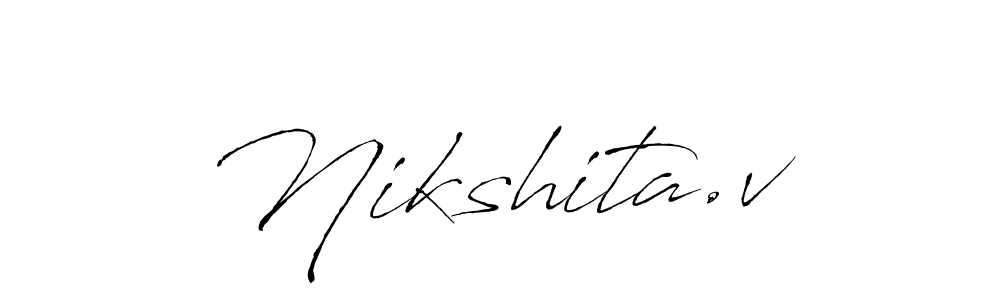 How to make Nikshita.v name signature. Use Antro_Vectra style for creating short signs online. This is the latest handwritten sign. Nikshita.v signature style 6 images and pictures png