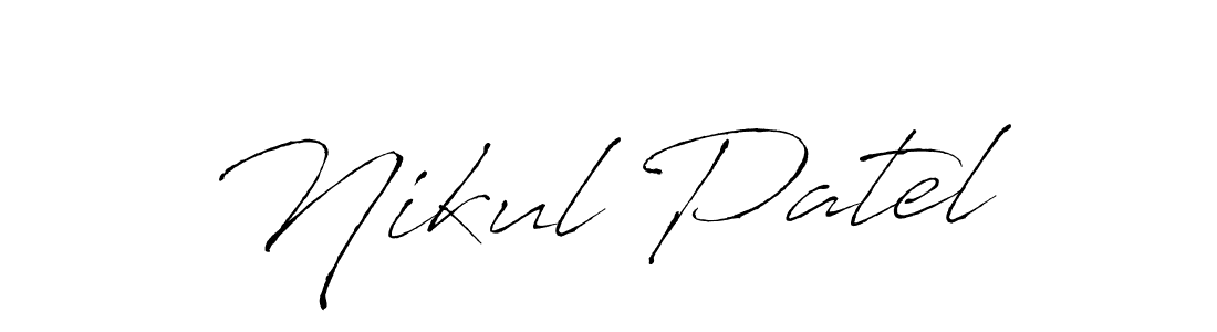 Nikul Patel stylish signature style. Best Handwritten Sign (Antro_Vectra) for my name. Handwritten Signature Collection Ideas for my name Nikul Patel. Nikul Patel signature style 6 images and pictures png