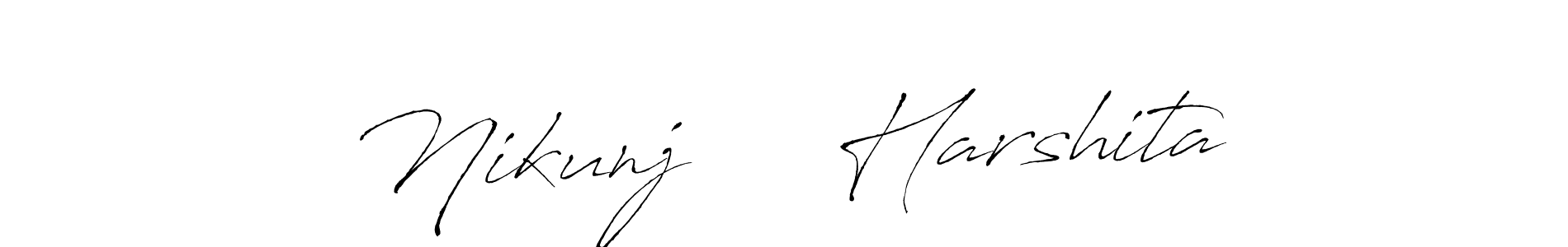 The best way (Antro_Vectra) to make a short signature is to pick only two or three words in your name. The name Nikunj     Harshita include a total of six letters. For converting this name. Nikunj     Harshita signature style 6 images and pictures png