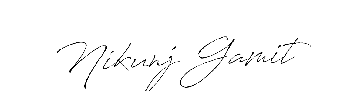 How to make Nikunj Gamit name signature. Use Antro_Vectra style for creating short signs online. This is the latest handwritten sign. Nikunj Gamit signature style 6 images and pictures png