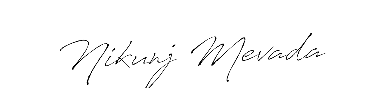 How to make Nikunj Mevada name signature. Use Antro_Vectra style for creating short signs online. This is the latest handwritten sign. Nikunj Mevada signature style 6 images and pictures png