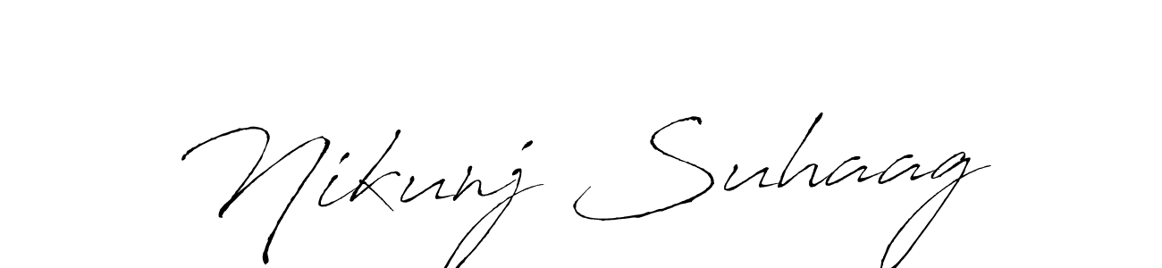 The best way (Antro_Vectra) to make a short signature is to pick only two or three words in your name. The name Nikunj Suhaag include a total of six letters. For converting this name. Nikunj Suhaag signature style 6 images and pictures png