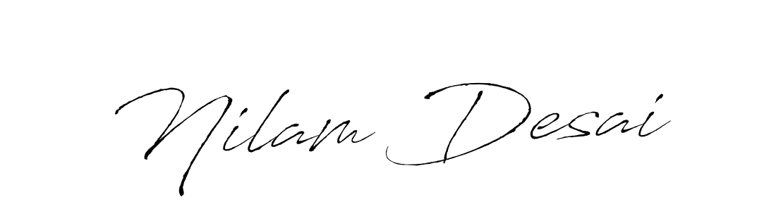 How to make Nilam Desai name signature. Use Antro_Vectra style for creating short signs online. This is the latest handwritten sign. Nilam Desai signature style 6 images and pictures png