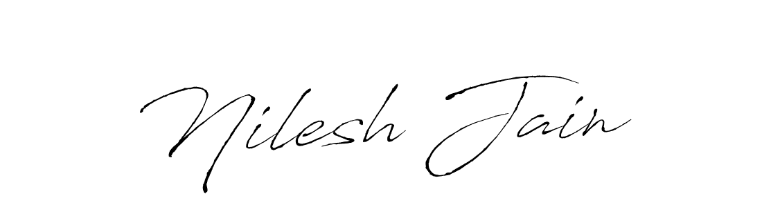 Make a beautiful signature design for name Nilesh Jain. With this signature (Antro_Vectra) style, you can create a handwritten signature for free. Nilesh Jain signature style 6 images and pictures png