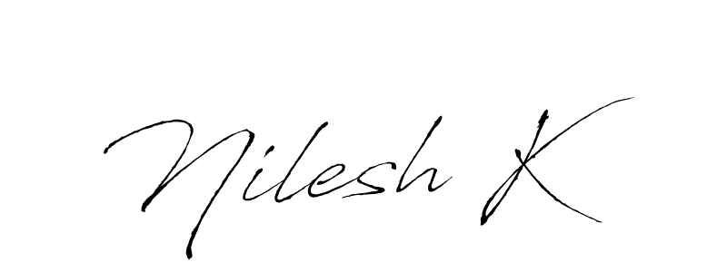 Nilesh K stylish signature style. Best Handwritten Sign (Antro_Vectra) for my name. Handwritten Signature Collection Ideas for my name Nilesh K. Nilesh K signature style 6 images and pictures png