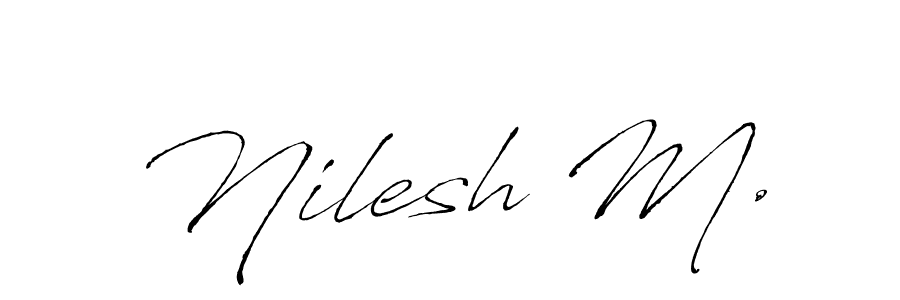 This is the best signature style for the Nilesh M. name. Also you like these signature font (Antro_Vectra). Mix name signature. Nilesh M. signature style 6 images and pictures png