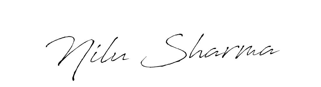 Make a beautiful signature design for name Nilu Sharma. With this signature (Antro_Vectra) style, you can create a handwritten signature for free. Nilu Sharma signature style 6 images and pictures png