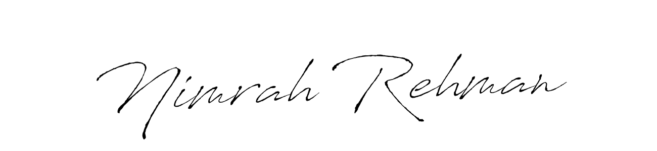 How to make Nimrah Rehman name signature. Use Antro_Vectra style for creating short signs online. This is the latest handwritten sign. Nimrah Rehman signature style 6 images and pictures png