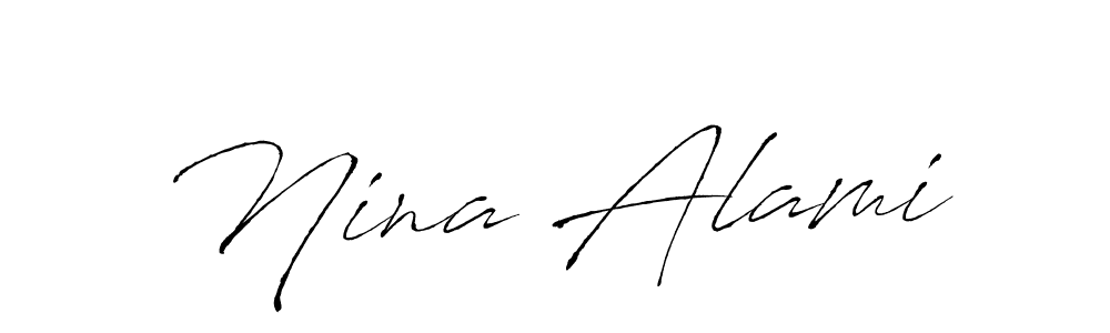 Use a signature maker to create a handwritten signature online. With this signature software, you can design (Antro_Vectra) your own signature for name Nina Alami. Nina Alami signature style 6 images and pictures png