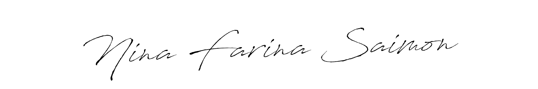 It looks lik you need a new signature style for name Nina Farina Saimon. Design unique handwritten (Antro_Vectra) signature with our free signature maker in just a few clicks. Nina Farina Saimon signature style 6 images and pictures png